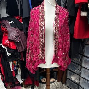 Free People Pink Embellished Jacket